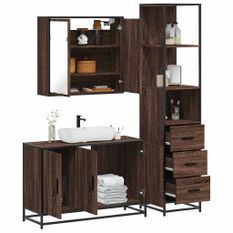 Ensemble de meubles de salle de bain 3 pcs Chêne marron