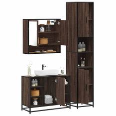 Ensemble de meubles de salle de bain 3 pcs Chêne marron