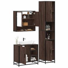 Ensemble de meubles de salle de bain 3 pcs Chêne marron