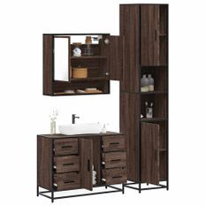 Ensemble de meubles de salle de bain 3 pcs Chêne marron