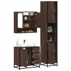 Ensemble de meubles de salle de bain 3 pcs Chêne marron