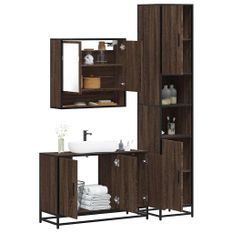 Ensemble de meubles de salle de bain 3 pcs Chêne marron