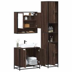 Ensemble de meubles de salle de bain 3 pcs Chêne marron