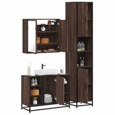 Ensemble de meubles de salle de bain 3 pcs Chêne marron