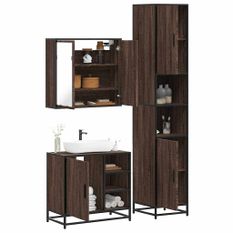 Ensemble de meubles de salle de bain 3 pcs Chêne marron