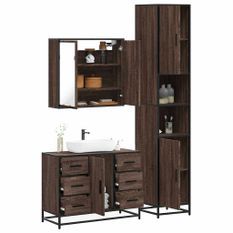 Ensemble de meubles de salle de bain 3 pcs Chêne marron