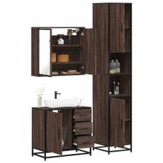 Ensemble de meubles de salle de bain 3 pcs Chêne marron