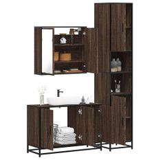 Ensemble de meubles de salle de bain 3 pcs Chêne marron