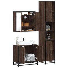 Ensemble de meubles de salle de bain 3 pcs Chêne marron