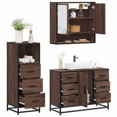 Ensemble de meubles de salle de bain 3 pcs Chêne marron