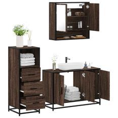 Ensemble de meubles de salle de bain 3 pcs Chêne marron