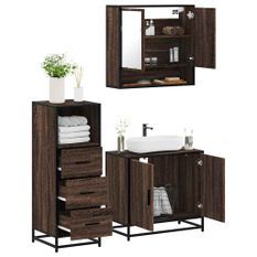 Ensemble de meubles de salle de bain 3 pcs Chêne marron