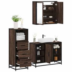 Ensemble de meubles de salle de bain 3 pcs Chêne marron