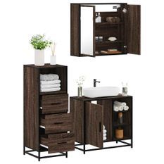 Ensemble de meubles de salle de bain 3 pcs Chêne marron