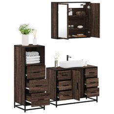 Ensemble de meubles de salle de bain 3 pcs Chêne marron