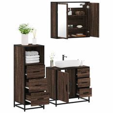 Ensemble de meubles de salle de bain 3 pcs Chêne marron