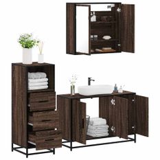 Ensemble de meubles de salle de bain 3 pcs Chêne marron