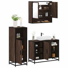 Ensemble de meubles de salle de bain 3 pcs Chêne marron