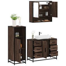 Ensemble de meubles de salle de bain 3 pcs Chêne marron