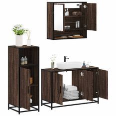 Ensemble de meubles de salle de bain 3 pcs Chêne marron