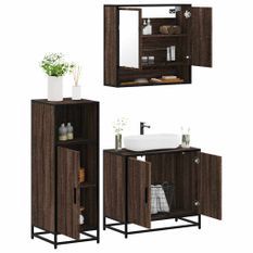 Ensemble de meubles de salle de bain 3 pcs Chêne marron