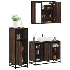 Ensemble de meubles de salle de bain 3 pcs Chêne marron