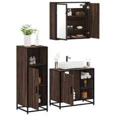 Ensemble de meubles de salle de bain 3 pcs Chêne marron