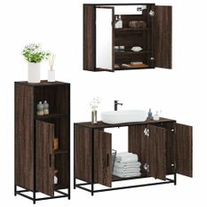 Ensemble de meubles de salle de bain 3 pcs Chêne marron