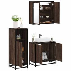 Ensemble de meubles de salle de bain 3 pcs Chêne marron