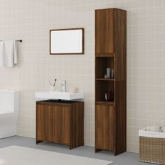 Ensemble de meubles de salle de bain 3 pcs Chêne marron