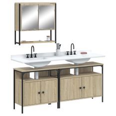 Ensemble de meubles de salle de bain 3 pcs chêne sonoma