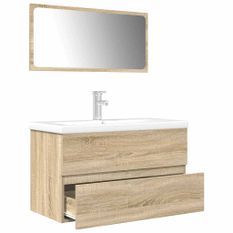 Ensemble de meubles de salle de bain 3 pcs chêne sonoma