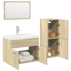 Ensemble de meubles de salle de bain 3 pcs chêne sonoma