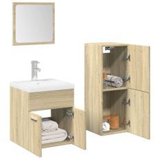 Ensemble de meubles de salle de bain 3 pcs chêne sonoma