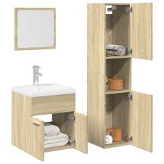 Ensemble de meubles de salle de bain 3 pcs chêne sonoma