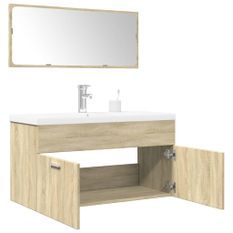 Ensemble de meubles de salle de bain 3 pcs chêne sonoma