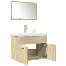 Ensemble de meubles de salle de bain 3 pcs chêne sonoma