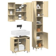 Ensemble de meubles de salle de bain 3 pcs chêne sonoma