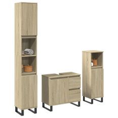 Ensemble de meubles de salle de bain 3 pcs chêne sonoma