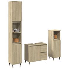 Ensemble de meubles de salle de bain 3 pcs chêne sonoma