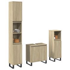 Ensemble de meubles de salle de bain 3 pcs chêne sonoma