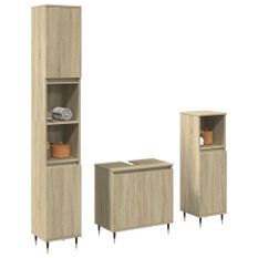 Ensemble de meubles de salle de bain 3 pcs chêne sonoma