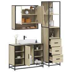 Ensemble de meubles de salle de bain 3 pcs chêne sonoma