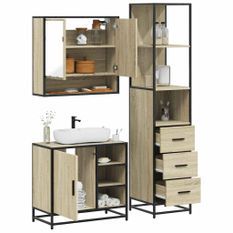 Ensemble de meubles de salle de bain 3 pcs chêne sonoma