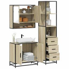 Ensemble de meubles de salle de bain 3 pcs chêne sonoma