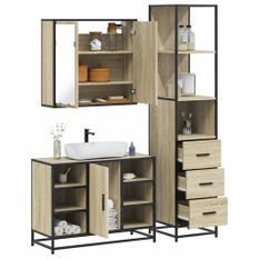 Ensemble de meubles de salle de bain 3 pcs chêne sonoma