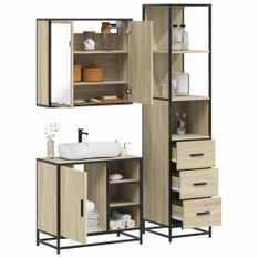 Ensemble de meubles de salle de bain 3 pcs chêne sonoma