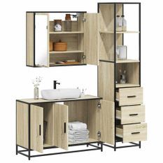 Ensemble de meubles de salle de bain 3 pcs chêne sonoma