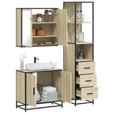 Ensemble de meubles de salle de bain 3 pcs chêne sonoma