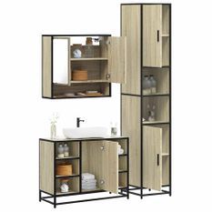 Ensemble de meubles de salle de bain 3 pcs chêne sonoma